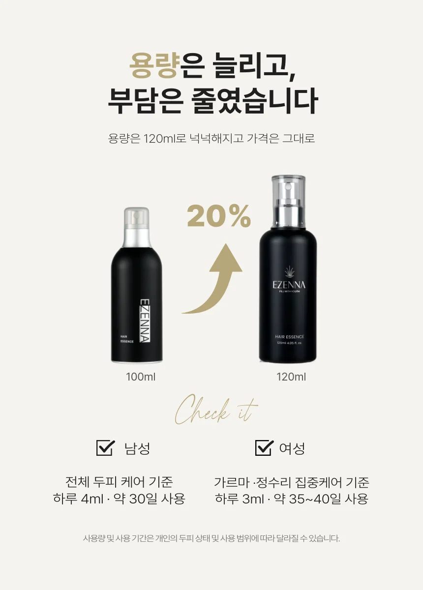 이젠나 헤어토닉 120ml 사용량 가이드 TREATMENT TONIC